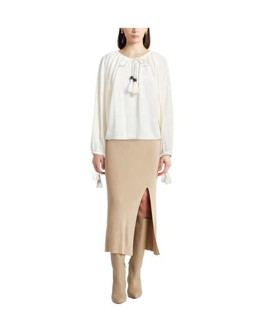 Max Mara White Solid-Colored Knitwear