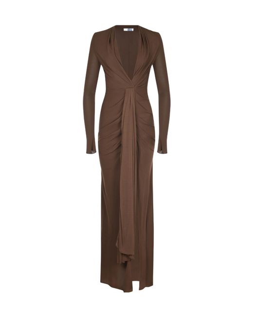 GIUSEPPE DI MORABITO Brown Draped Slit Maxi Dress