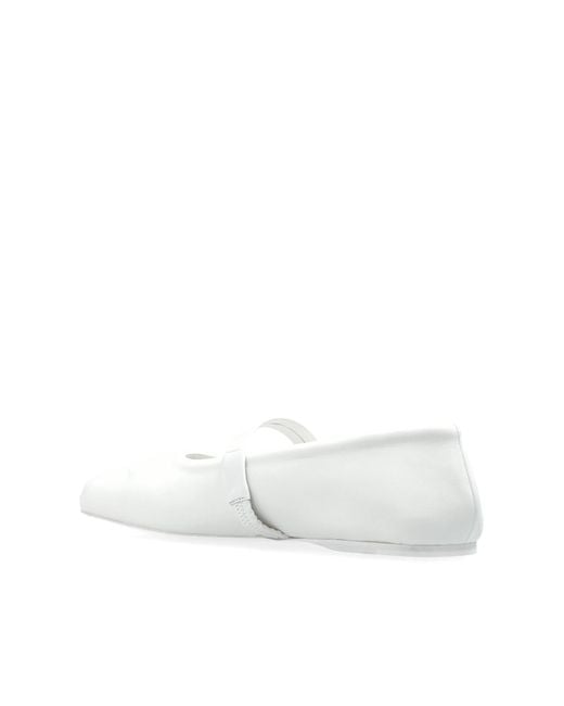 Marni White Logo Embossed Ballet Flats