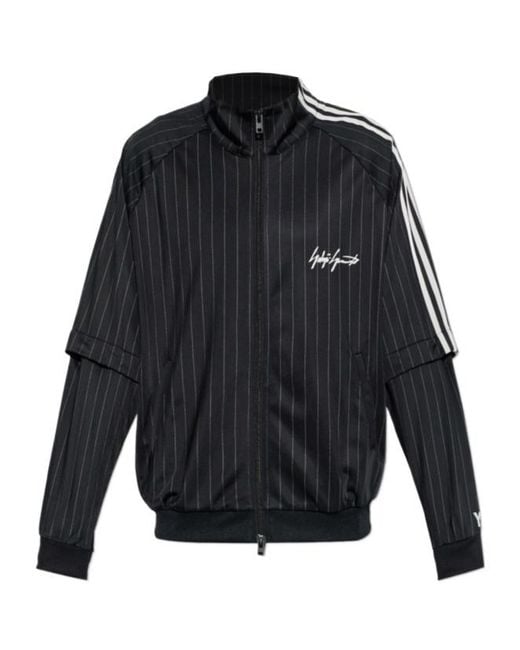 Y-3 Blue Stand Up Collar Striped Sweatshirt for men