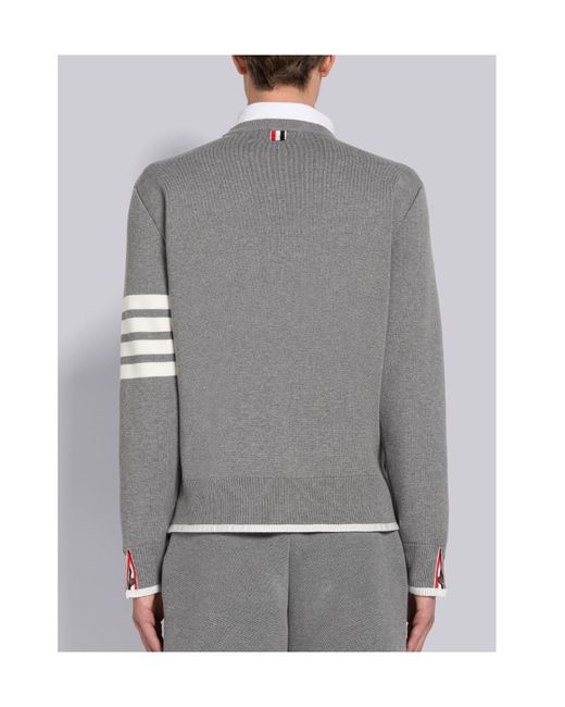 Thom Browne Gray 4-Bar Striped Crewneck Jumper for men