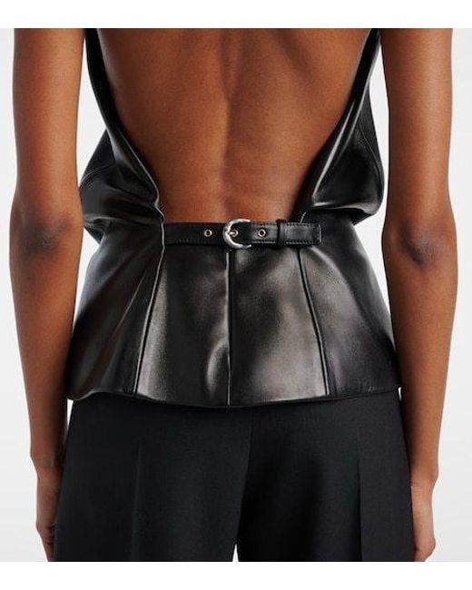 Khaite Black Rone Halterneck Leather Top