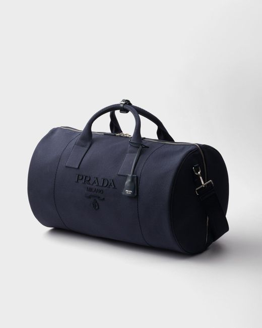 Prada Blue Canvas Duffle Bag for men