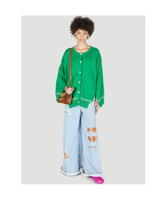 Marni Green Buttoned Oversized-Fit Cardigan