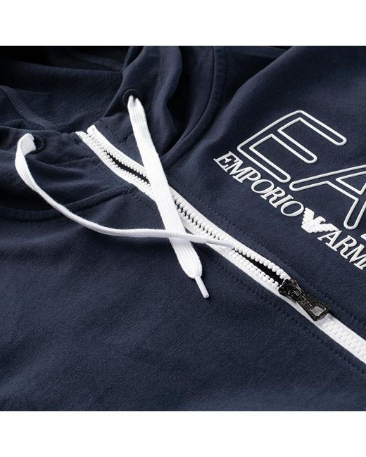 EA7 Blue Logo Hooded Casual Jacket for men