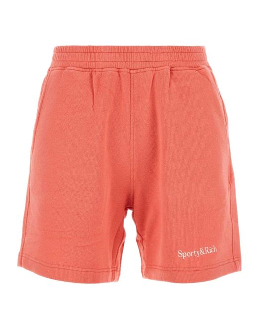Sporty & Rich Logo-Embroidered Elasticated Waistband Shorts