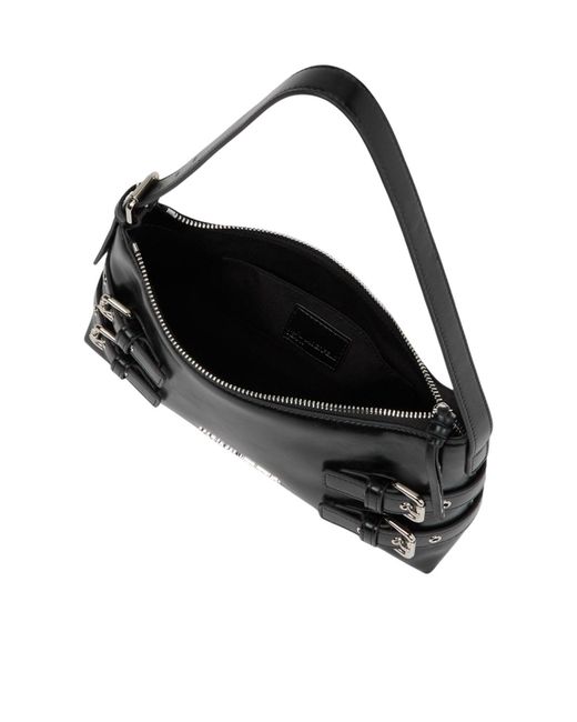 Karl Lagerfeld Black Buckle-Detail Shoulder Bag