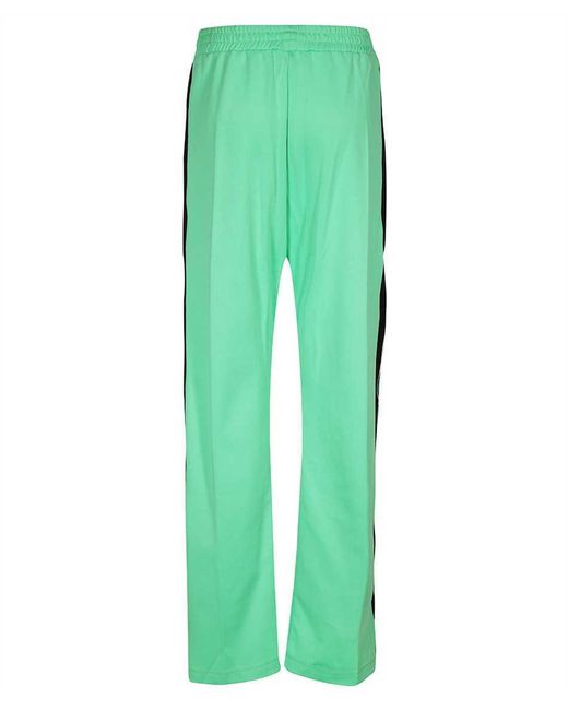 MSGM Green Striped-Detail Straight-Leg Track Pants