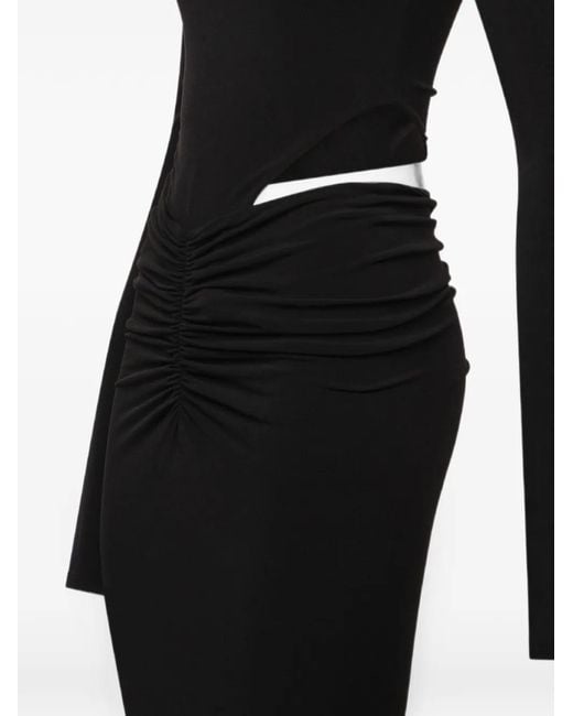 ANDAMANE Black Heloise Cut-Out Ruched Midi Dress
