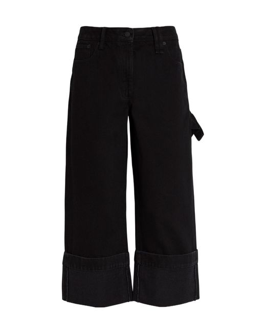 Simone Rocha Black Turn-Up Straight-Leg Cropped Jeans