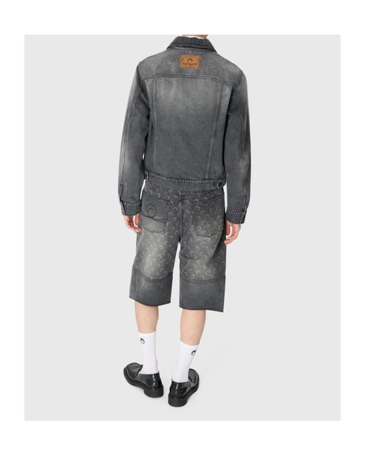 MARINE SERRE Gray Moon Laser Wash Denim Jacket for men