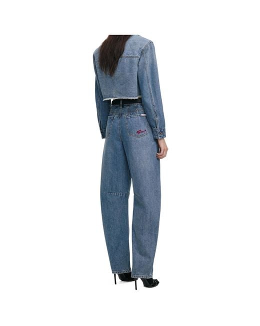 Self-Portrait Blue Barrel Leg Jeans