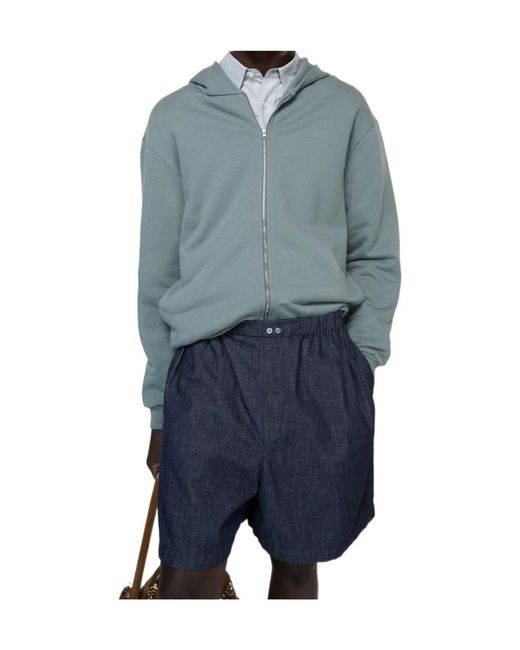 Acne Blue Embroidered-Detail Shorts for men