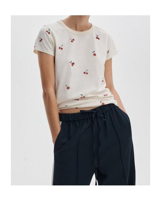 Rag & Bone White Cherry-Printed Crewneck T-Shirt