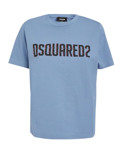 DSquared² Blue Logo Printed Crewneck T-Shirt
