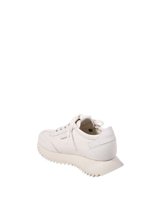 Moncler White Round Toe Lace-Up Sneakers