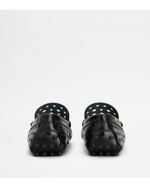 Tod's Black Gommino Perforated Loafers