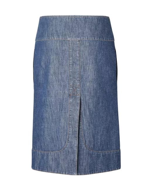 Fendi Blue Zip Detailed Jeans Skirt
