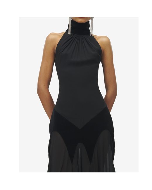 McQueen Black Silk Georgette Evening Dress