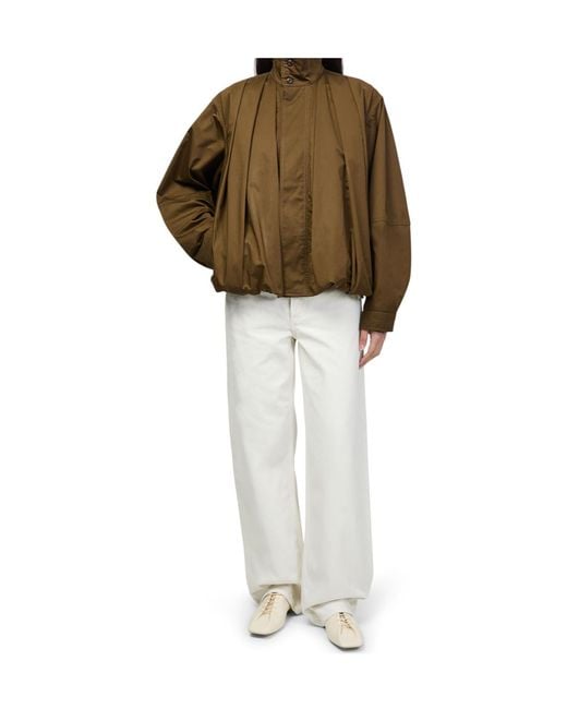 Lemaire Brown Pleated Balloon Jacket