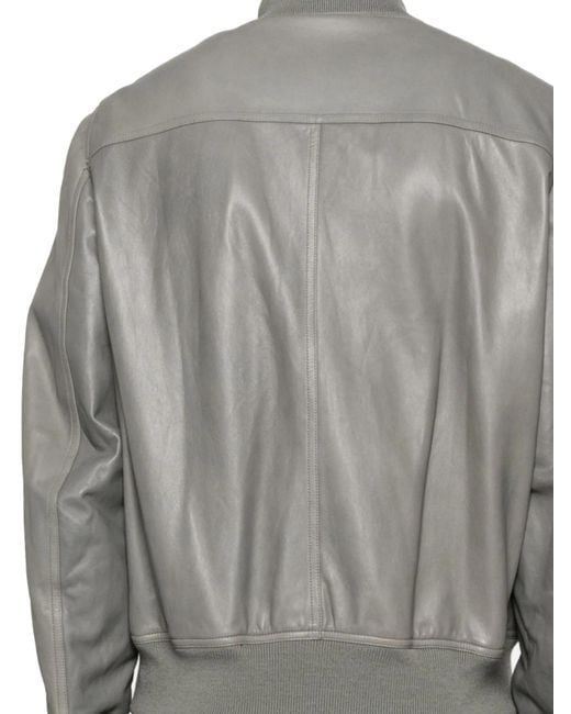 Rick Owens Gray Bauhaus Flight Leather Jacket for men