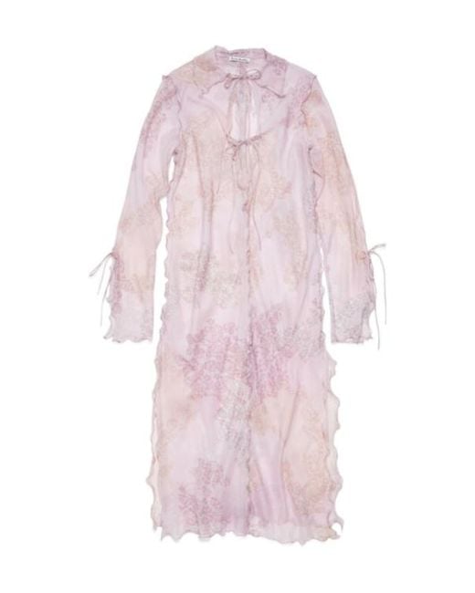 Acne Pink Chiffon Seasonal-Print Dress