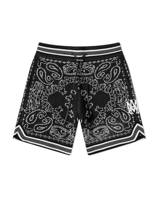 Amiri Black Bandana-Print Track Shorts for men