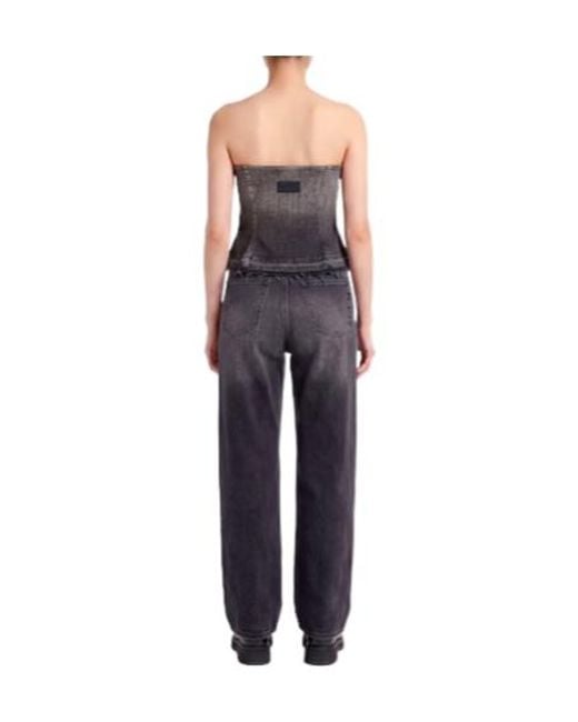 Ganni Black Strapless Denim Crop Top