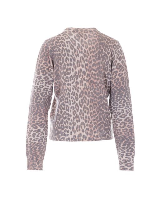 Ganni Gray Leopard Patterned Puppy Jumper