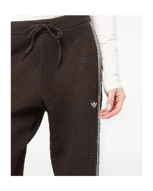 Adidas Originals Black Mesh-Knit Side-Stripe Track Pants