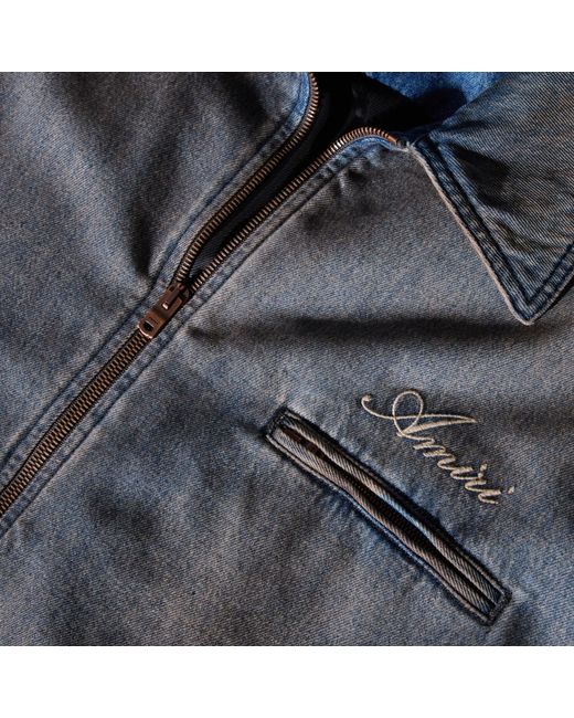 Amiri Blue Vintage Washed Denim Zip-Up Jacket for men