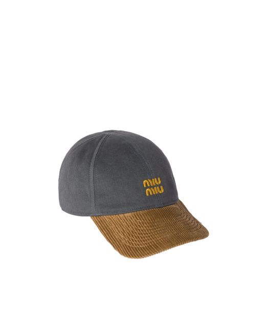 Miu Miu Multicolor Denim And Corduroy Baseball Cap