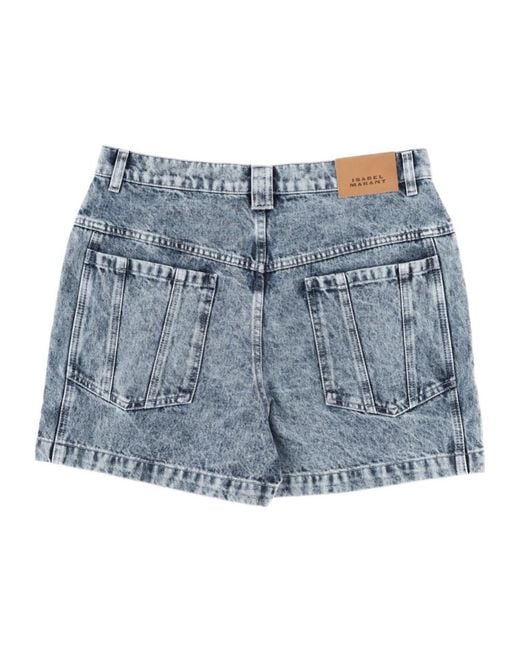 Isabel Marant Blue Acid-Wash Denim Shorts