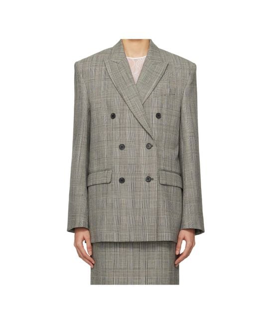 Wardrobe NYC Gray Double-Breasted Blazer