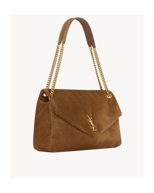 Saint Laurent Brown Calypso Logo Plaque Large Shoulder Bag