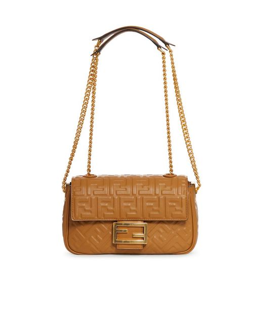 Fendi Orange Medium Baguette Chain Shoulder Bag