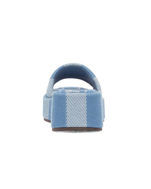 Fendi Blue Sunshine Denim-Effect Jacquard Platform Slides
