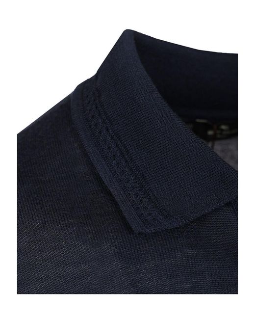 Etro Blue Polo-Style Wool And Silk Sweater for men