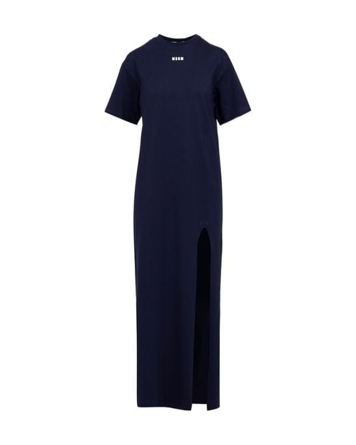 MSGM Blue Round Neck Dress