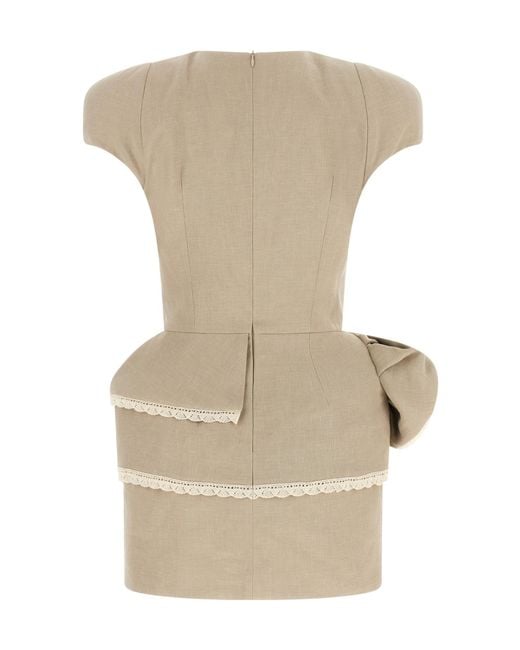 Magda Butrym Natural 52 Rosette Peplum Mini Dress