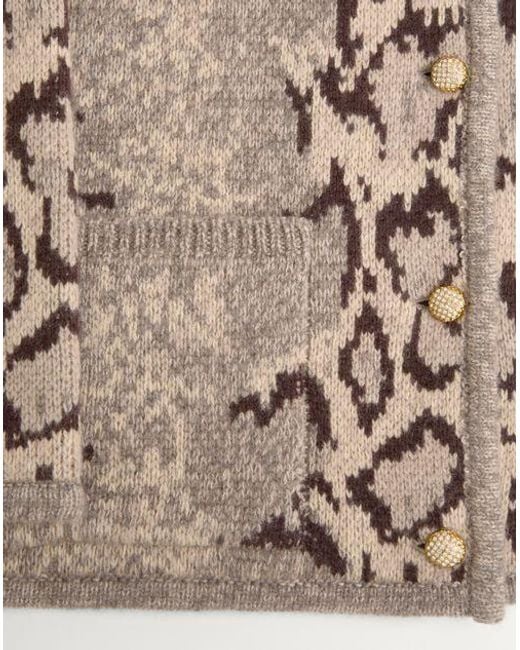 Valentino Natural Button-Up Crewneck Cardigan