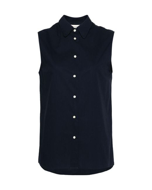 Officine Generale Blue Poplin Organic-Cotton Shirt