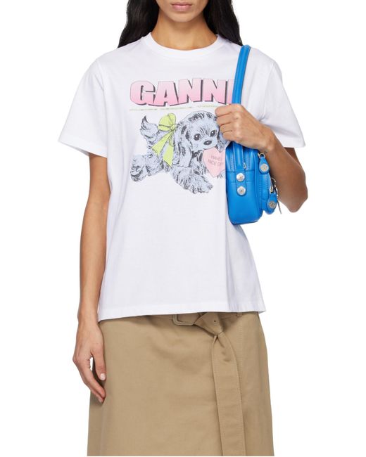Ganni White Puppy T-Shirt