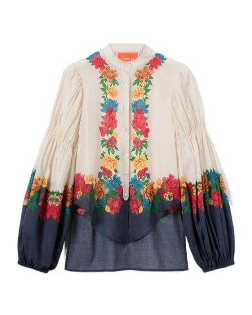 LaDoubleJ White Floral Placée Blouse