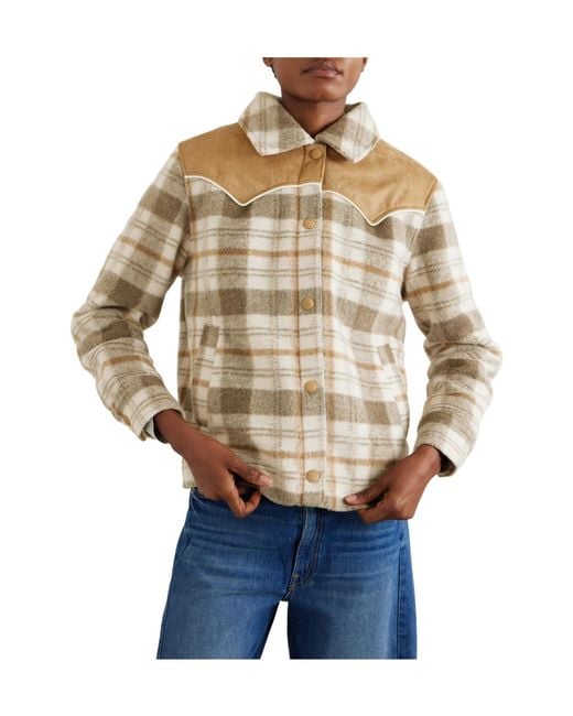 Mother Natural Suede-Trimmed Checked Fleece Jacket