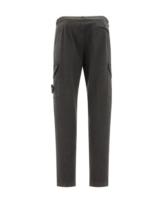 Stone Island Gray Compass-Badge Cargo Trousers for men