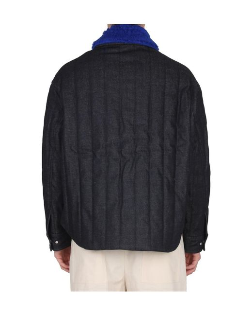 Sunnei Blue Color-Blocked Collar Button Casual Jacket for men
