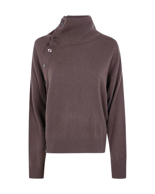Seventy Brown High-Neck Blended Sweater