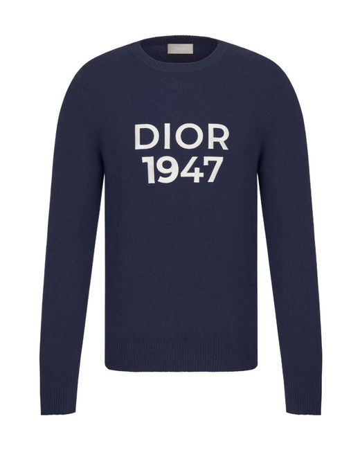 Dior Blue Round-Neck Sweater for men