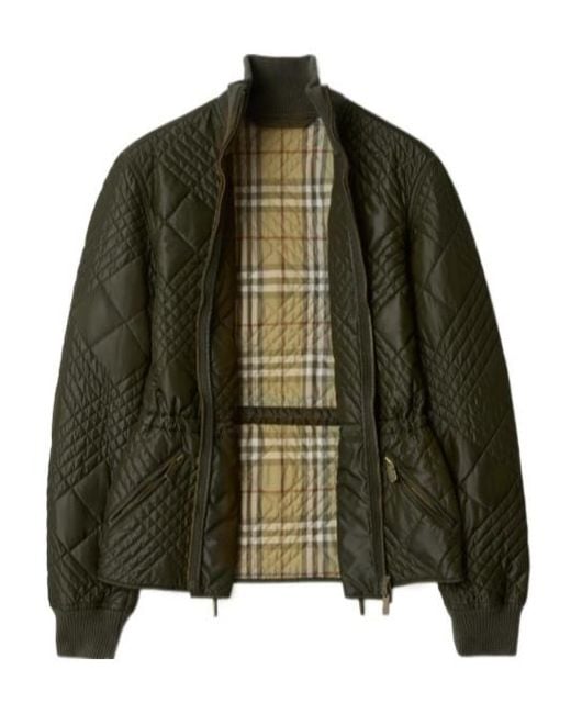 Burberry Green Micro Check-Stitch Wakerley Jacket